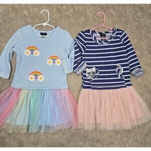 2 Zunie Girls Size 4 Tutu Dresses ~ Rainbow Dress ~ Kitty Cat Dress
